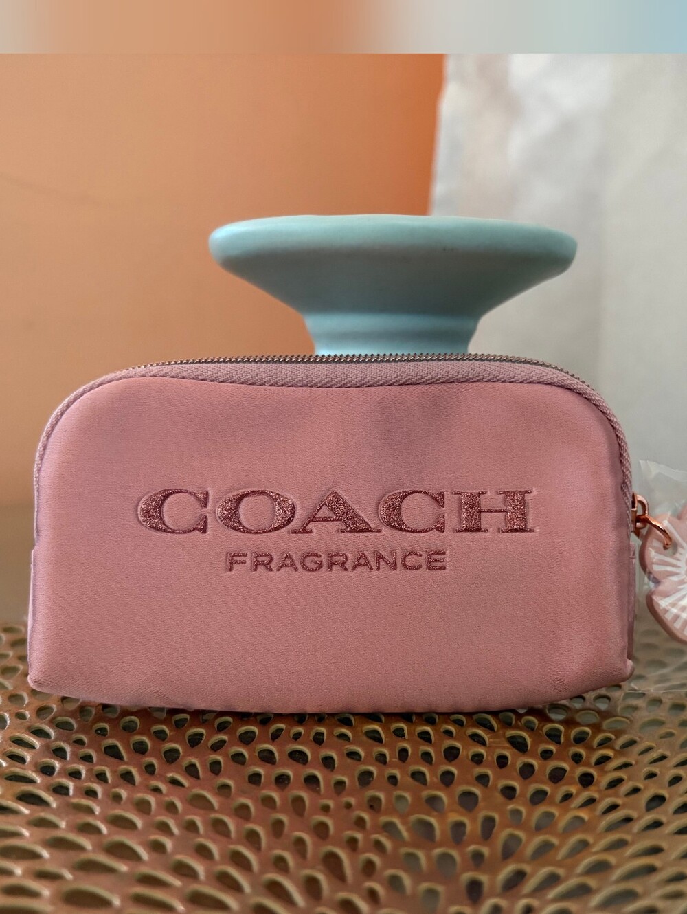 Coach Pink Embossed Fragrance Cosmetic Pouch